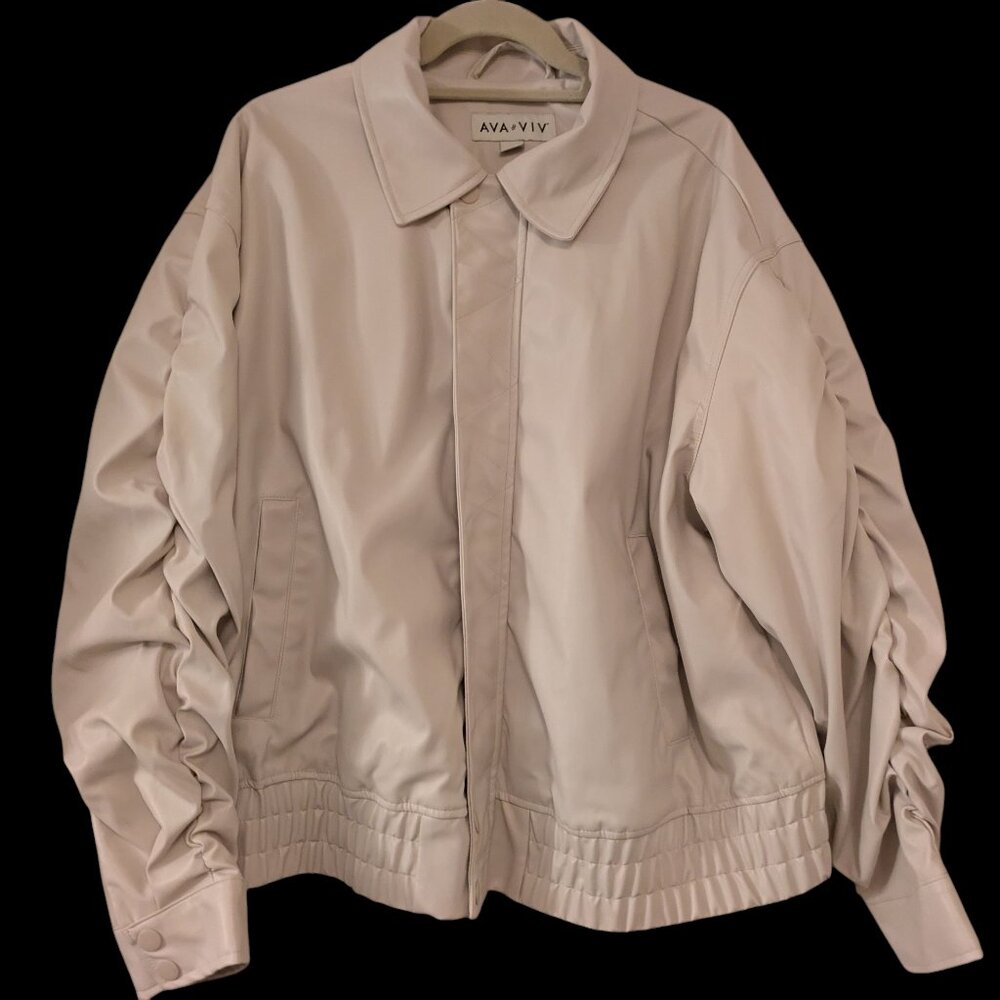 Ava & Viv Faux Leather Jacket 1x, Cream Colored